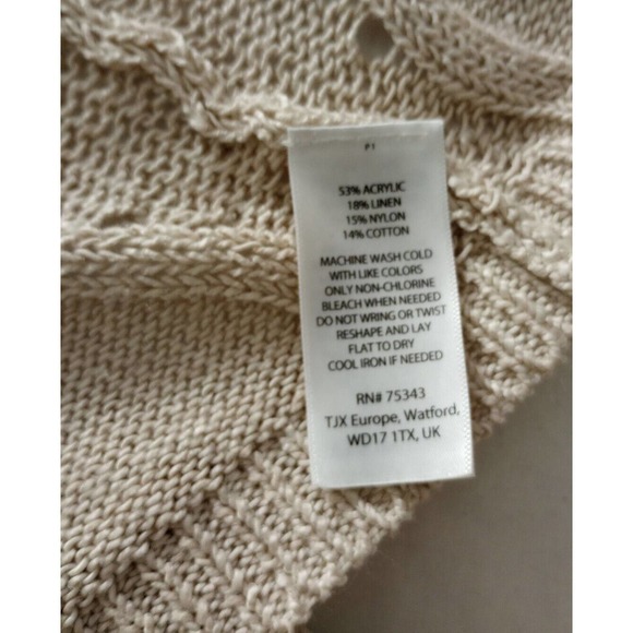 Tahari Crochet Knit Cardigan Women’s Size 1X Tan Oatmeal Plus Size Open Front - Picture 7 of 9